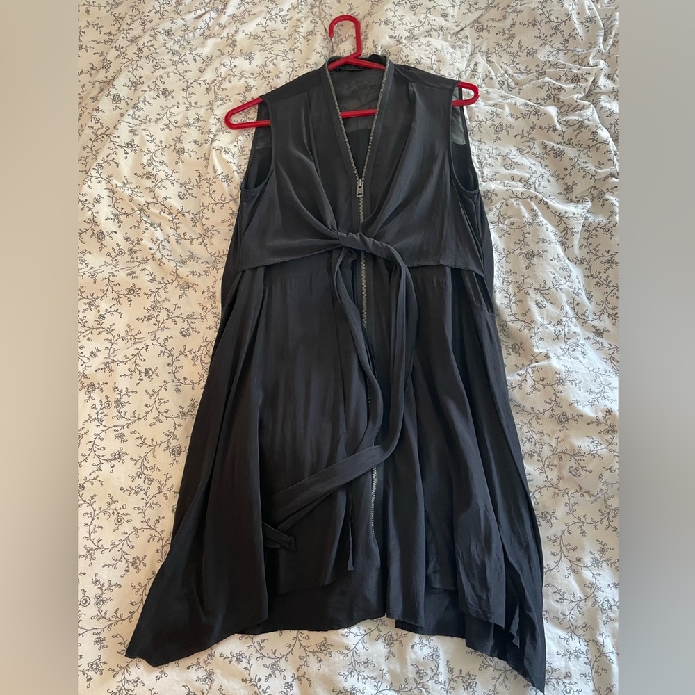 Allsaints Jayda silk zipper tie front dress